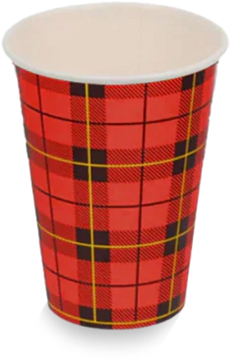 Kartonnen koffiebeker 180cc 7.5oz Schotse ruit scotty - 2500 stuks
