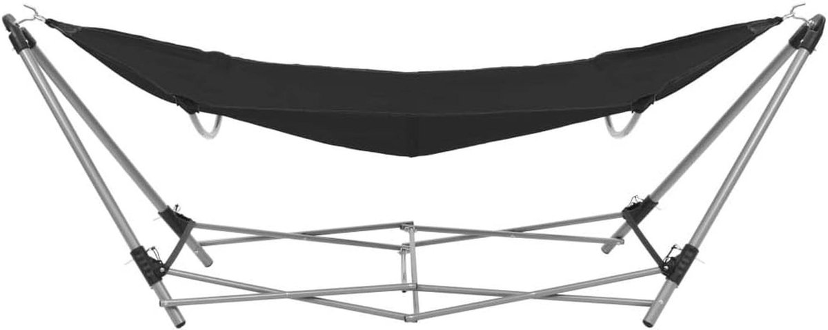 Inklapbare Hangmat voor Buiten – 241 x 76 cm – Geschikt voor Tuin, Strand & Kamperen – Zwart