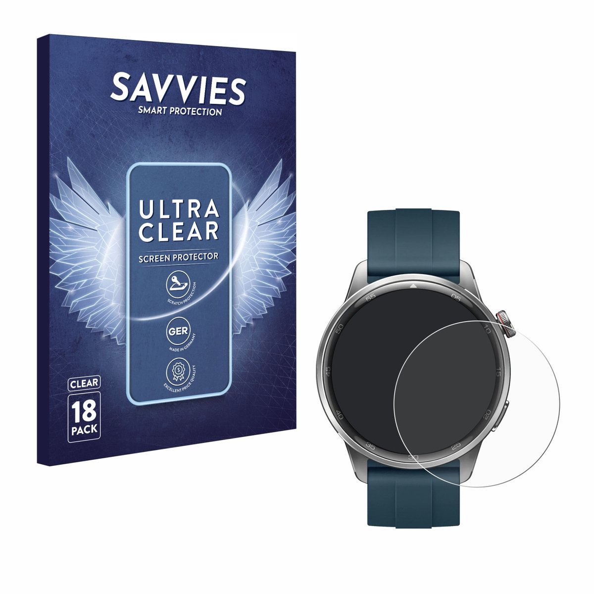 Savvies - Screenprotector voor realme Watch S2 - Folie Beschermfolie transparant 18 Stuks