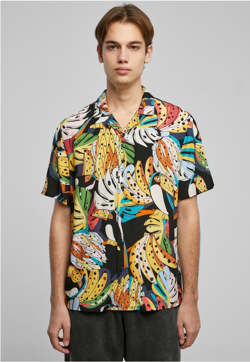 Urban Classics Viscose AOP Resort Toucans Overhemd 4XL Multicolours Multicolor
