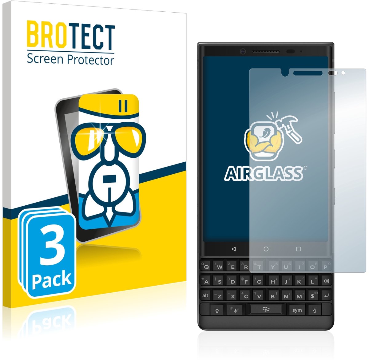 Screenprotector 3 Stuks voor BlackBerry Key2 Beschermglas transparant