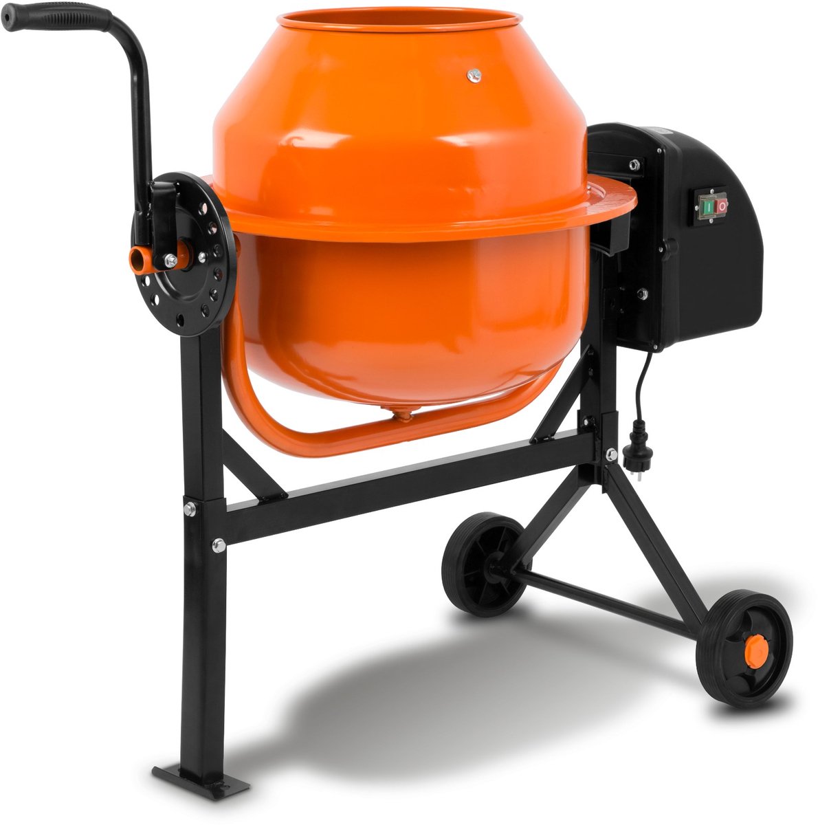 EBERTH Betonmixer 65L Elektrisch 220W Stalen trommel Handwiel Brede voetplaat