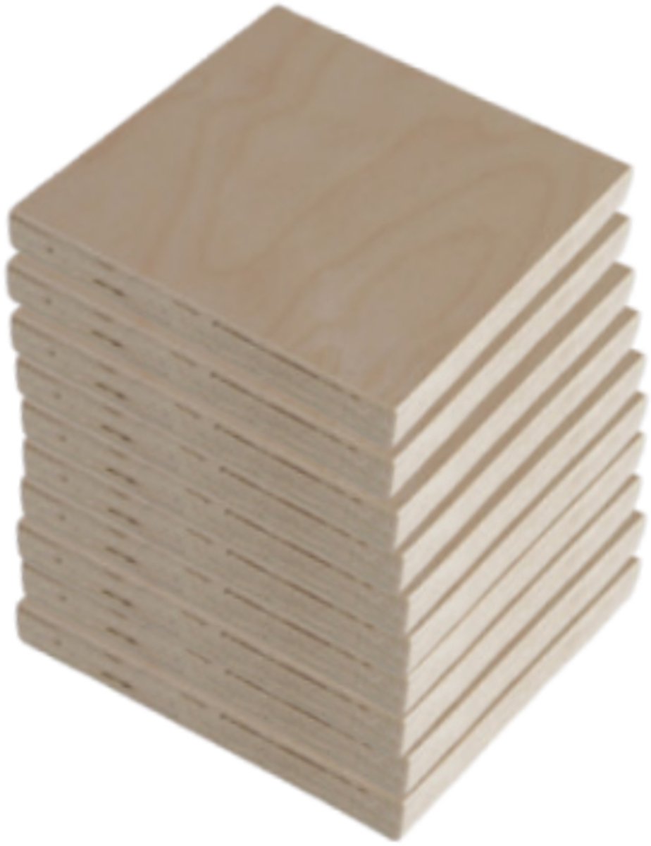 Multiplex Plankjes Naturel - 10 stuks - 15 x 15 cm - Op maat gezaagd - Kant-en-Klaar - Knutselplankjes - Houten Bordjes