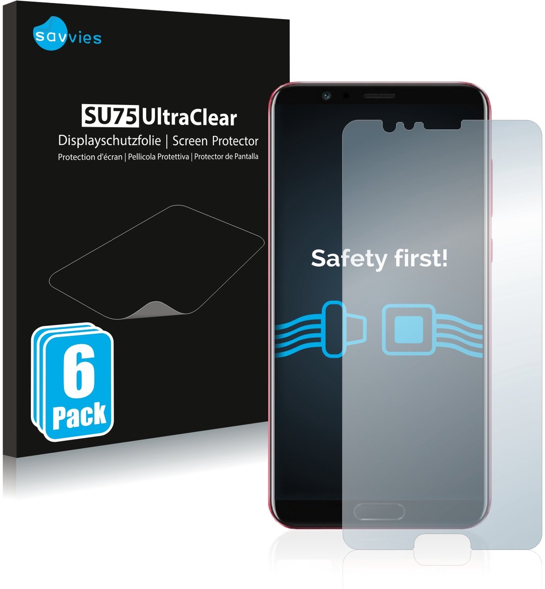 Savvies - Screenprotector voor Honor View 10 - Folie Beschermfolie transparant 6 Stuks