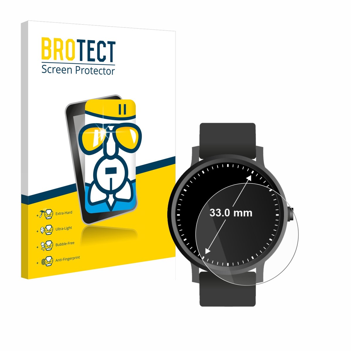 Screenprotector voor Ronde Displays (ø: 33 mm) Beschermglas transparant