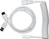 Premium Coiled Cable - Wit - USB-C Naar USB-A - Mechanisch Toetsenbord Kabel