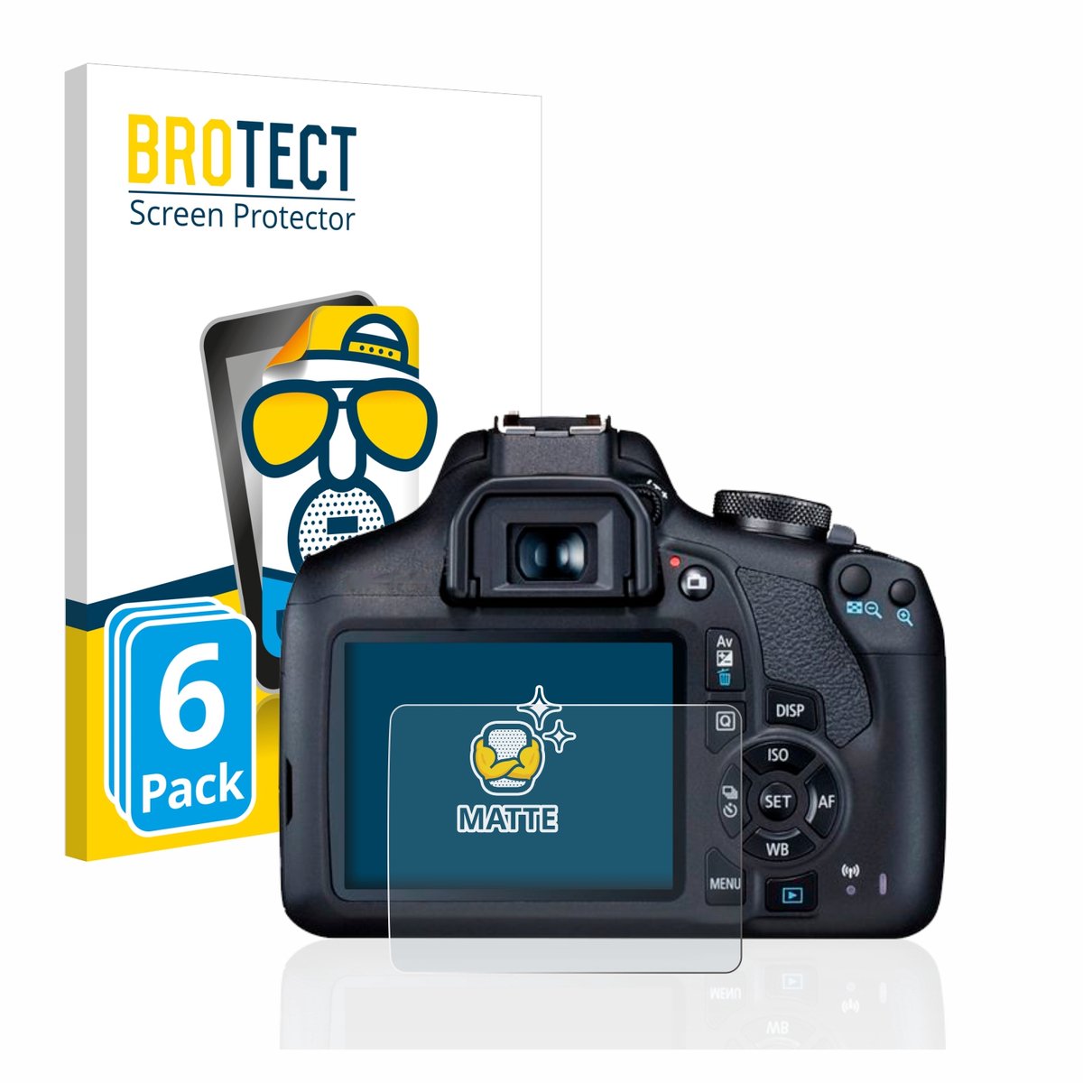 BROTECT - Screenprotector voor Canon EOS 2000D - Folie Beschermfolie matte 6 Stuks