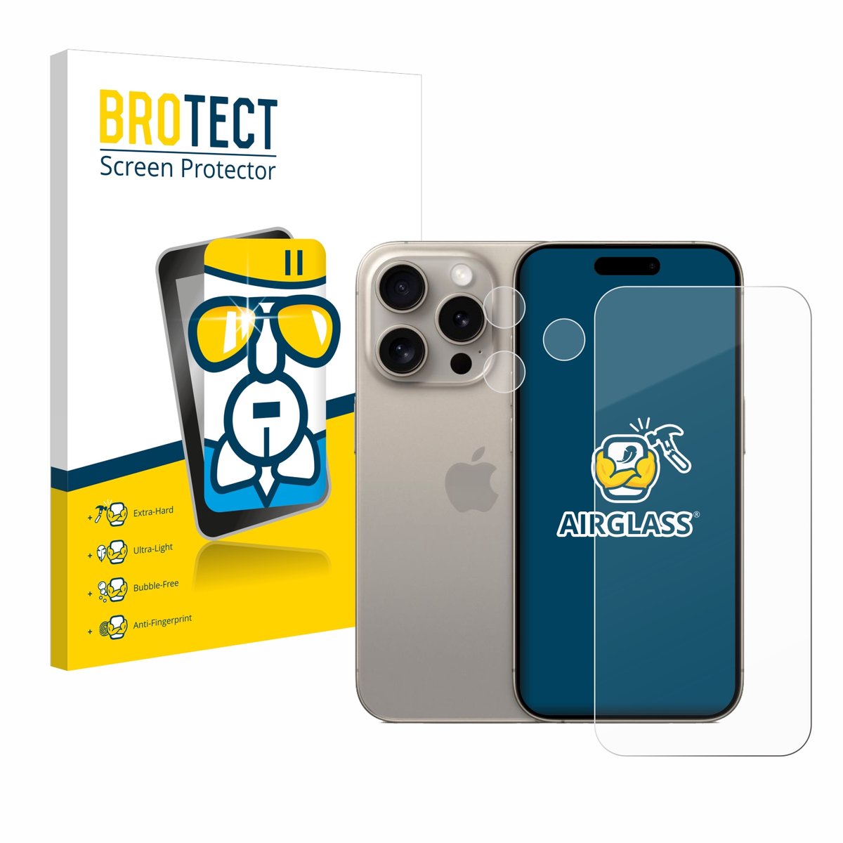 Screenprotector voor Apple iPhone 15 Pro (Voor+Camera) Beschermglas transparant