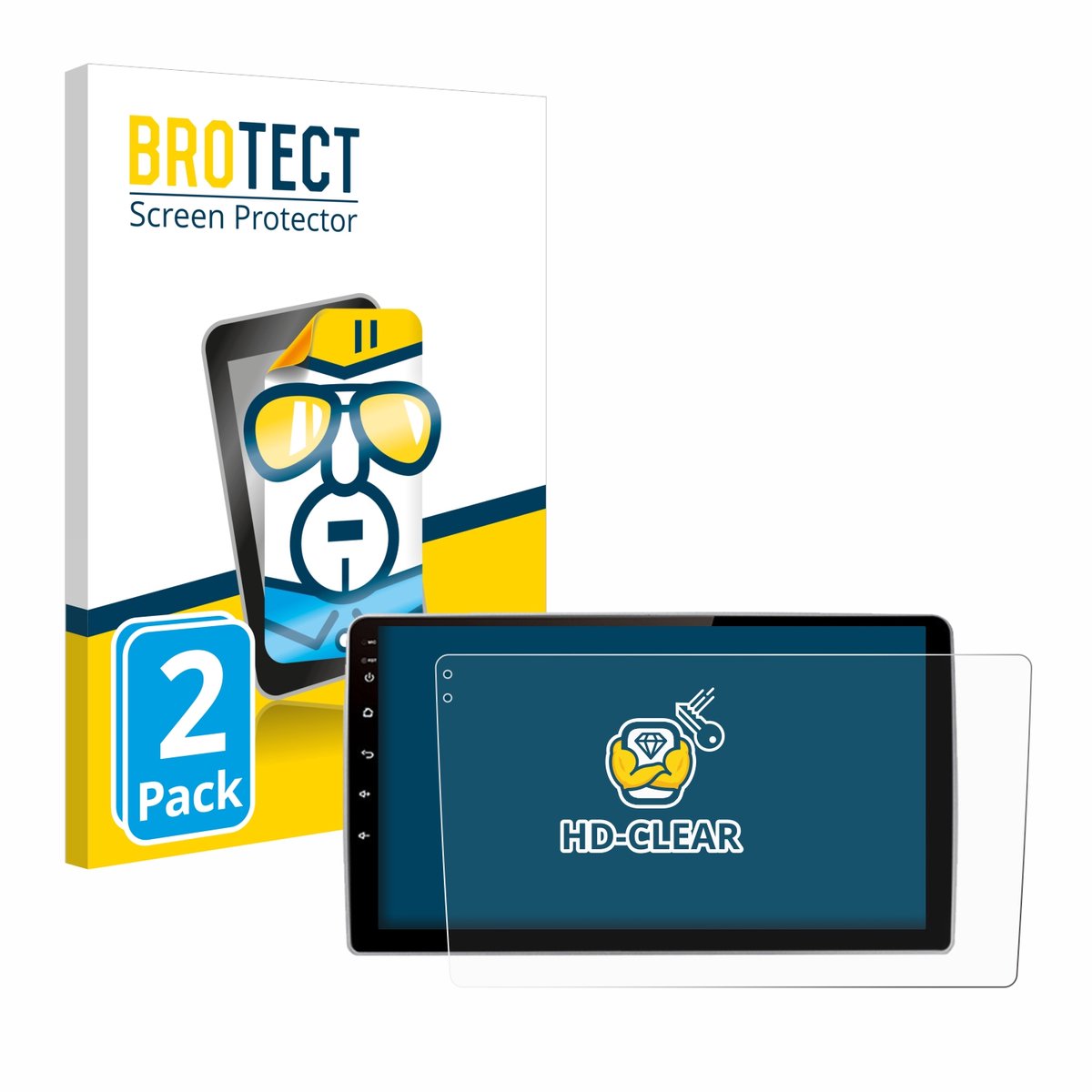 BROTECT - Screenprotector voor Junsun V1 pro 9" - Folie Beschermfolie transparant 2 Stuks