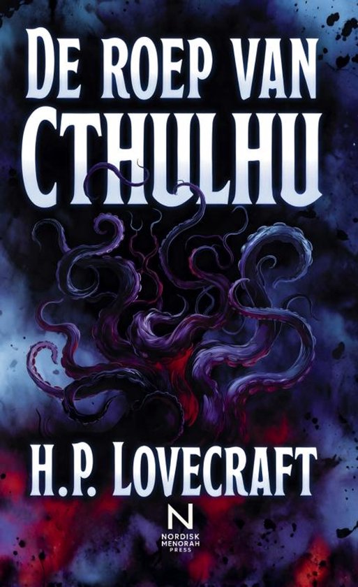 De Roep van Cthulhu, H.P. Lovecraft. Titel op een donkere achtergrond met tentakels.