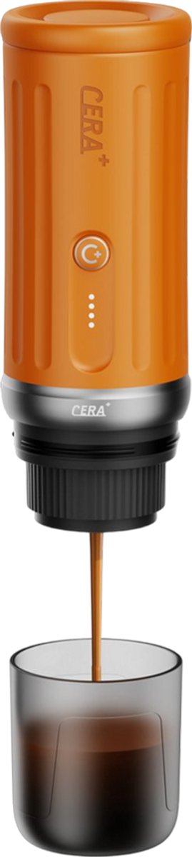Cerapresso draagbare espressomachine - 3e gen 13500 mAh batterij - tot 8 kopjes zonder opladen - 150s tot 96°C - cups en gemalen koffie - dubbele espresso - draagbare koffiemachine - koffiemaker - reis & camping koffiezetapparaat 12 volt - CERA+