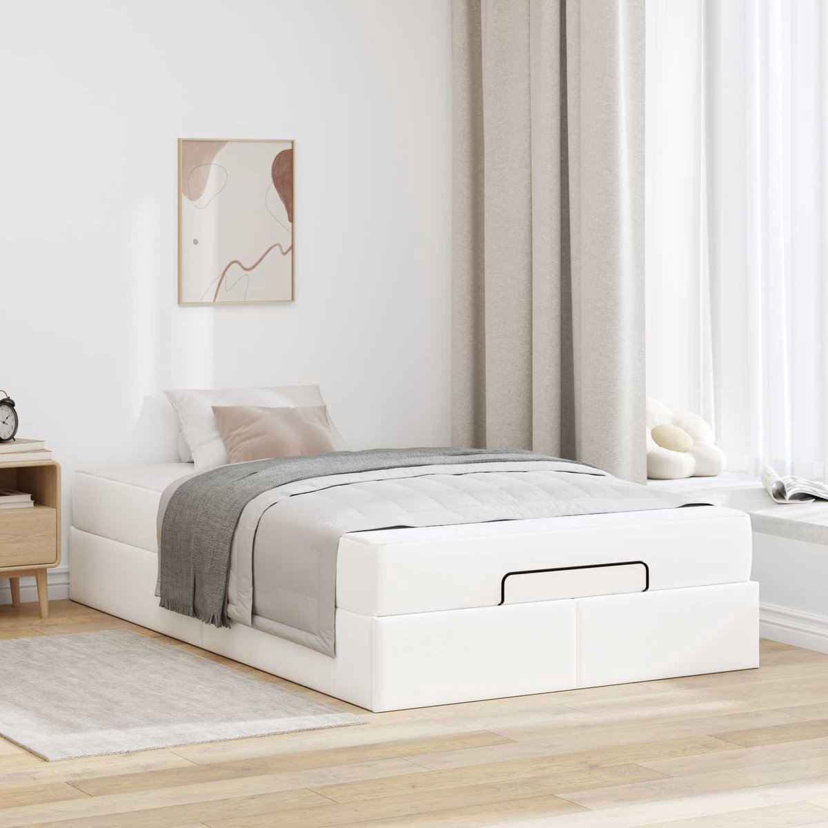vidaXL - Bedframe - met - matras - Anders - 2 - st - Wit - PVC