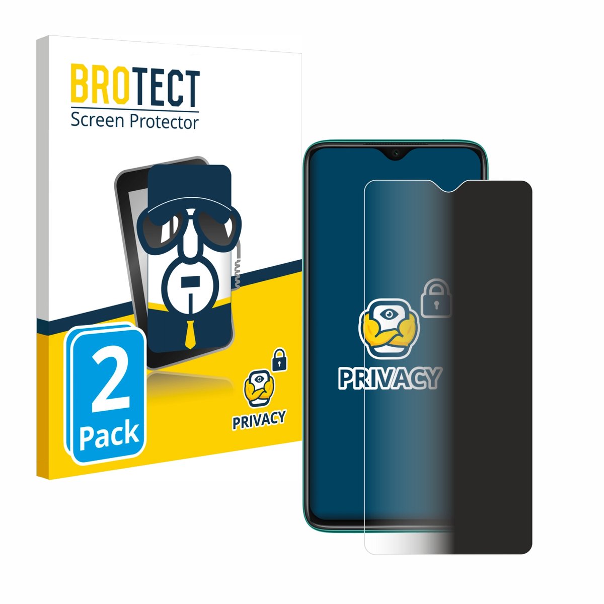 BROTECT - privacy screenprotector voor Xiaomi Redmi Note 8 2021 - Folie Beschermfolie Blauwlichtfilter 2 Stuks