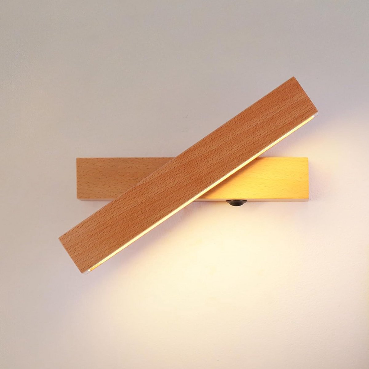 Draaibare Led Wandlamp Hout Boho Stijl 3000K Warm Wit