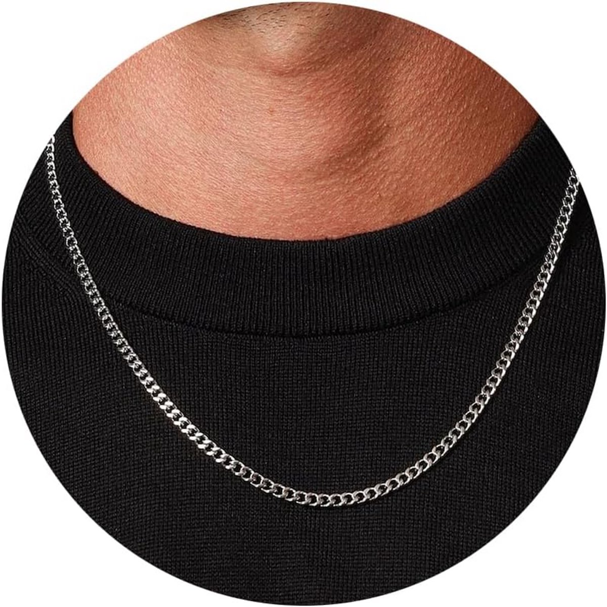 Zilveren Heren Ketting Roestvrij Staal 9mm Curb Cuban Link Hip Hop Sieraad Cadeau