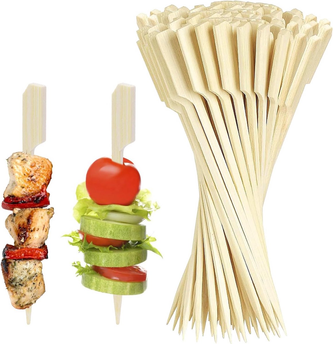 200x Houten Cocktailprikkers - Bamboe Spiesjes 9 cm voor Borrel, Fruit en Feestjes