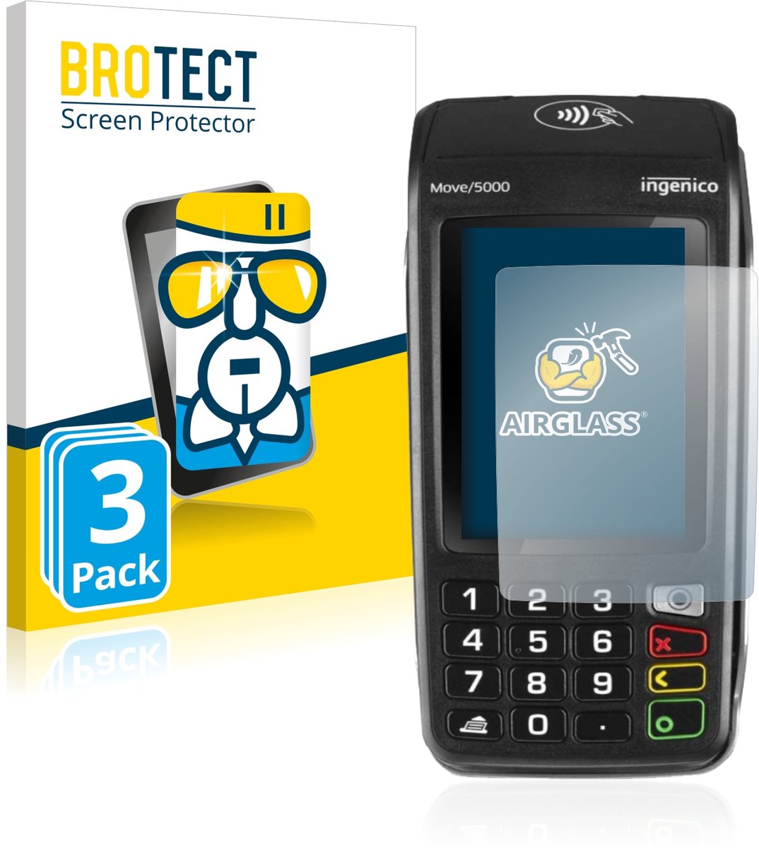 Screenprotector 3 Stuks voor ingenico Move 5000 Beschermglas transparant