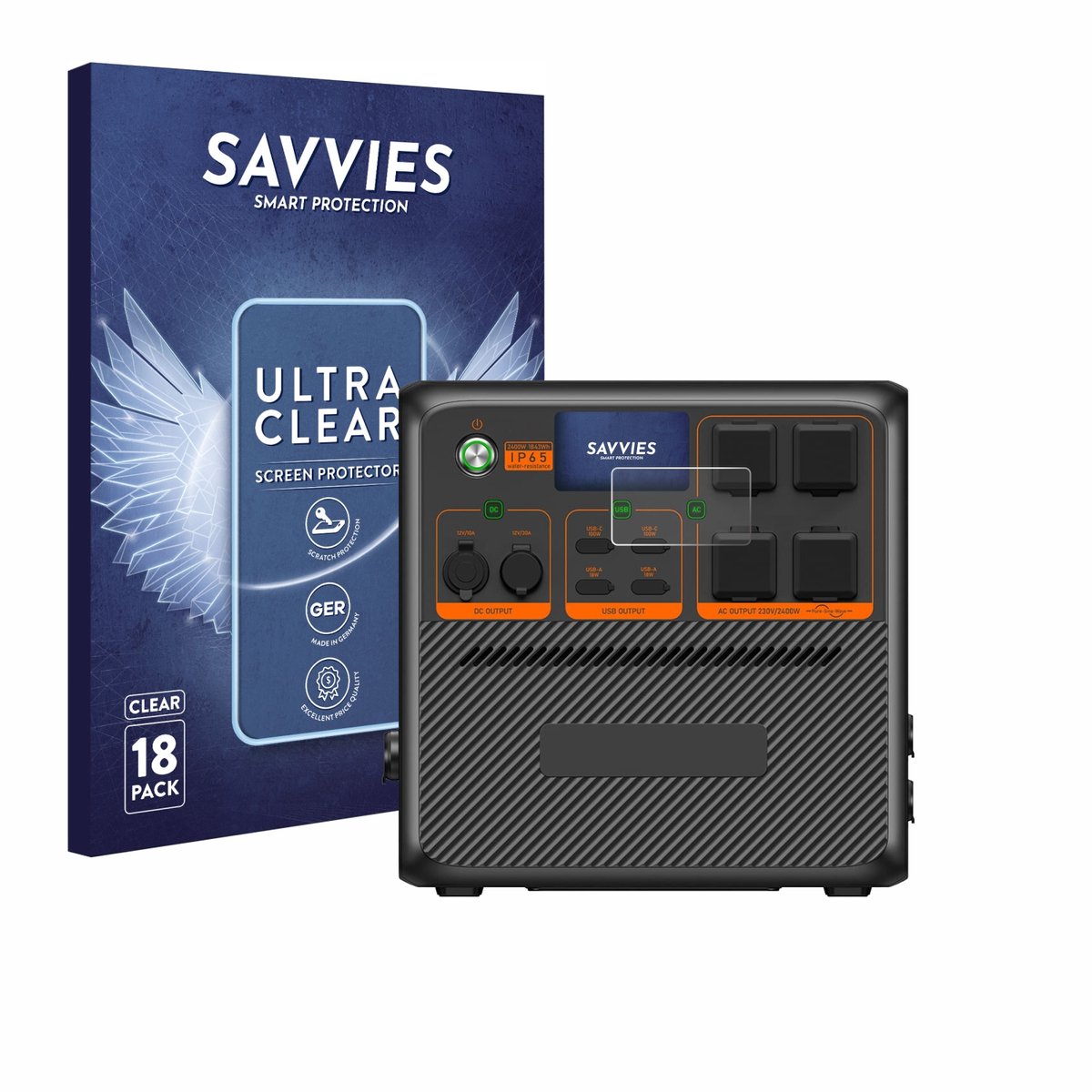 Savvies - Screenprotector voor Bluetti AC240P - Folie Beschermfolie transparant 18 Stuks