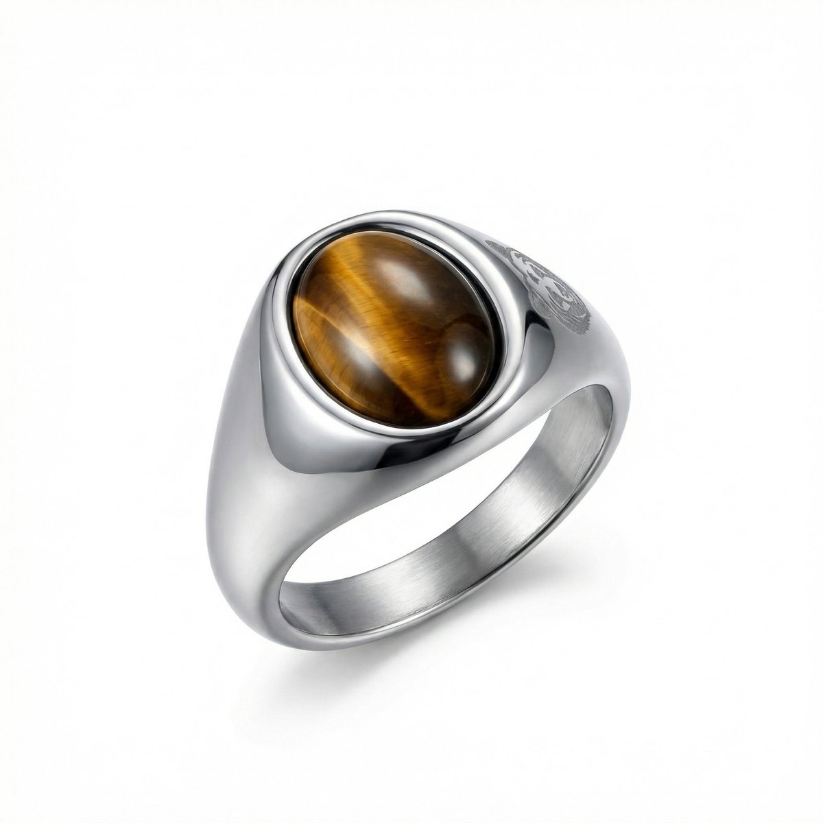 JP Family Jewelry - Bear Jewelry - Stainless Steel Ring - Tijgeroog motief - Maat 7