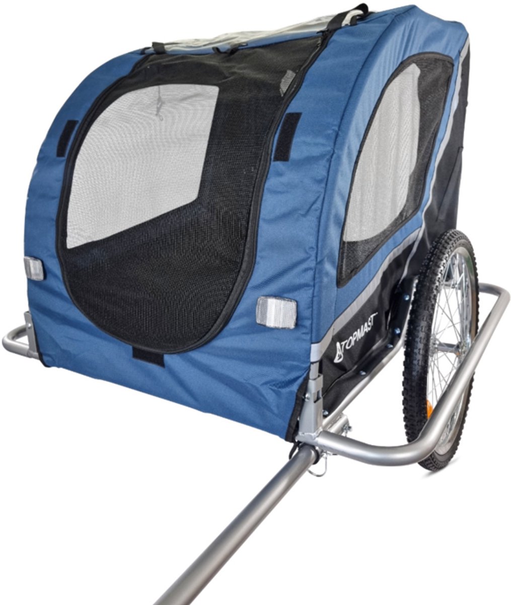 Bol.com Topmast Hondenfietskar Ease - Met vering - Fietsaanhanger voor honden - Opvouwbaar - Blauw aanbieding