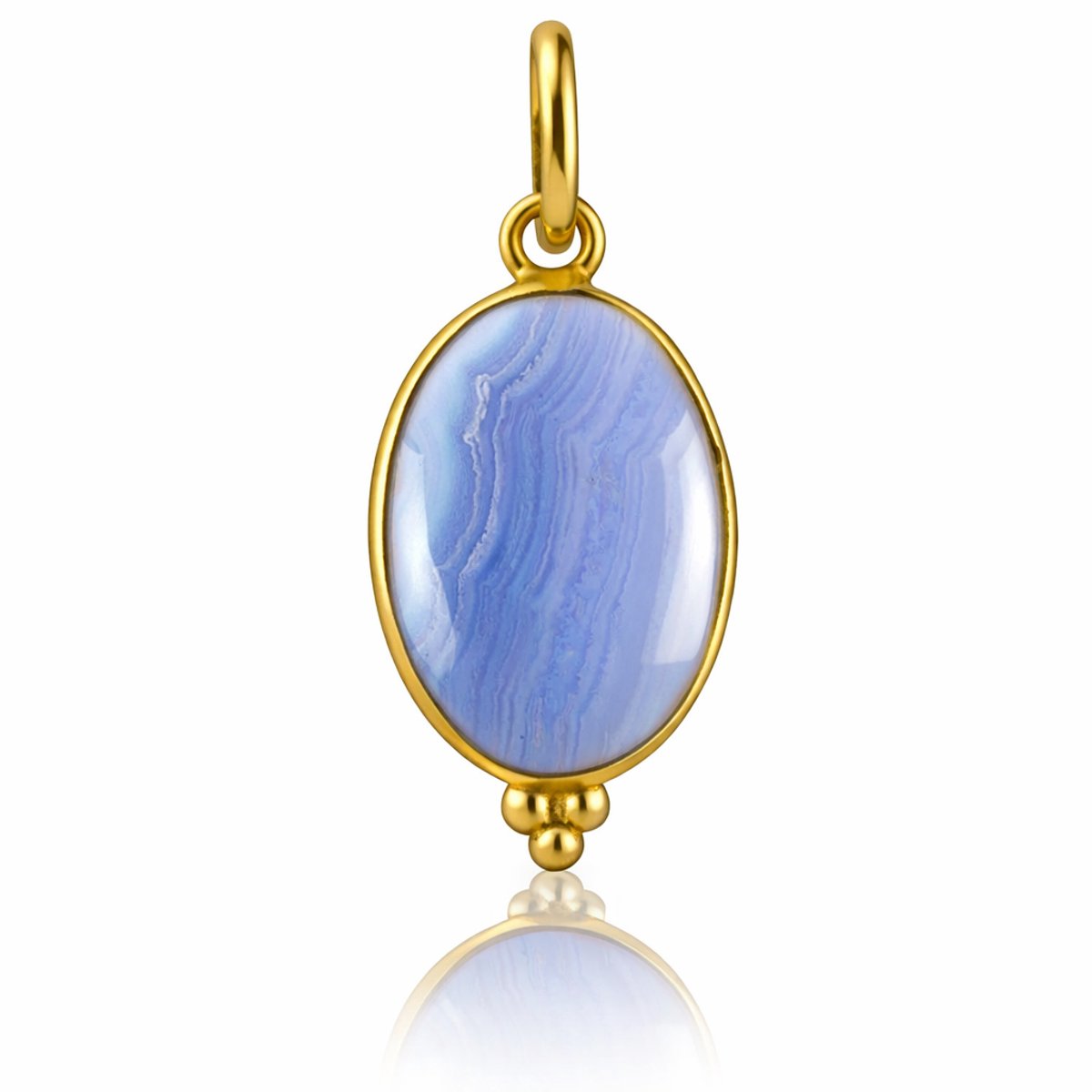 Natuursieraad - blue lace agaat ketting hanger 925 zilver goud verguld - luxe edelsteen sieraad - handgemaakt