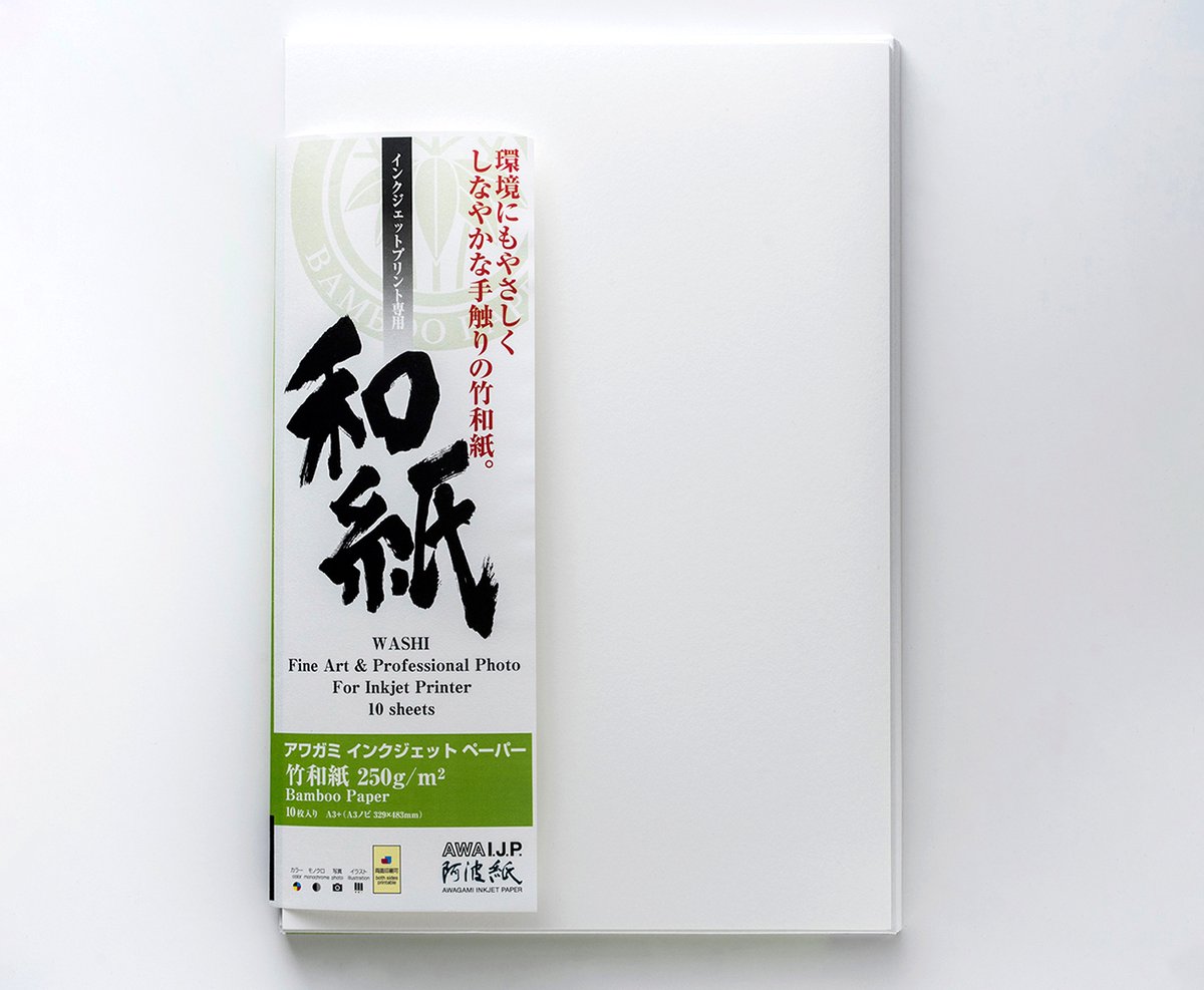 Awagami Bamboo Dubbelz. 250grs.Dubbelzijdig. Mat. A4/20vel.