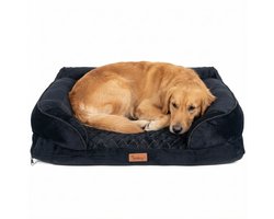 Purlov Orthopedisch hondenbed M 80x65 cm met afneembare hoes en antislipbodem – zwart design