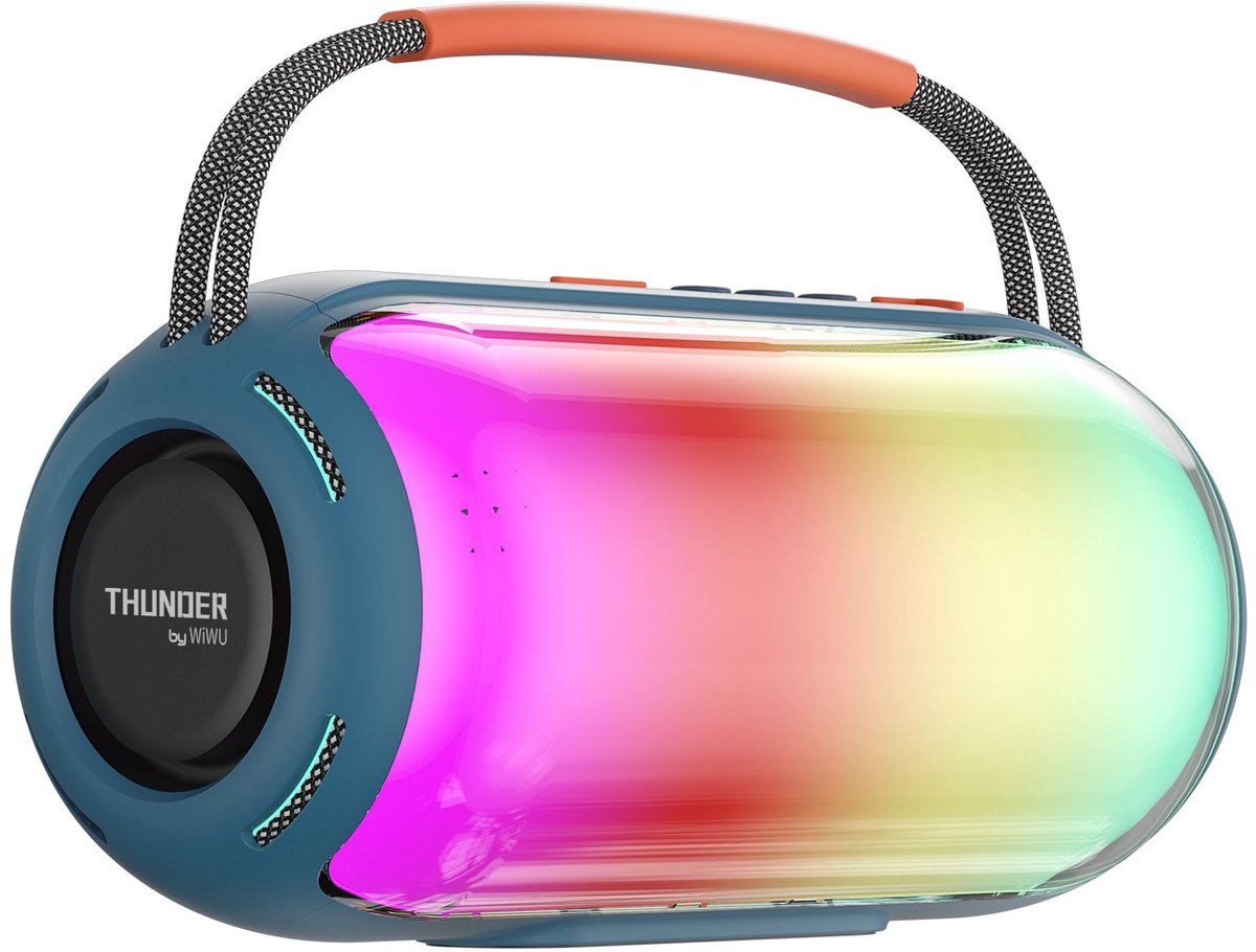 WiWU Bluetooth speaker Thunder H6 - draagbare draadloze speaker - RGB LED licht - TWS stereo - Blauw
