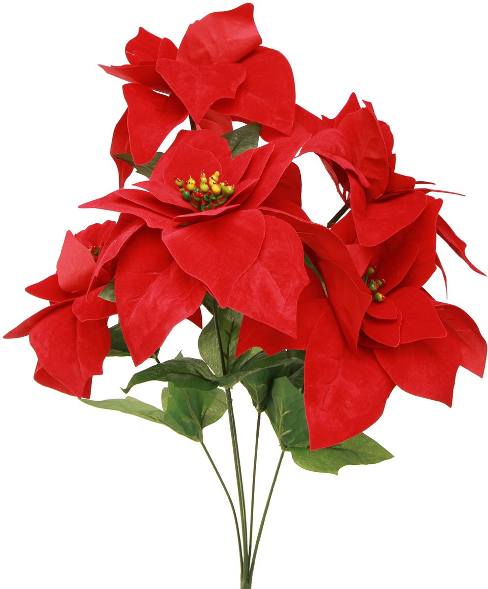 Viana Poinsettia Kerstster Rood Kunstmatig L55cm 2st