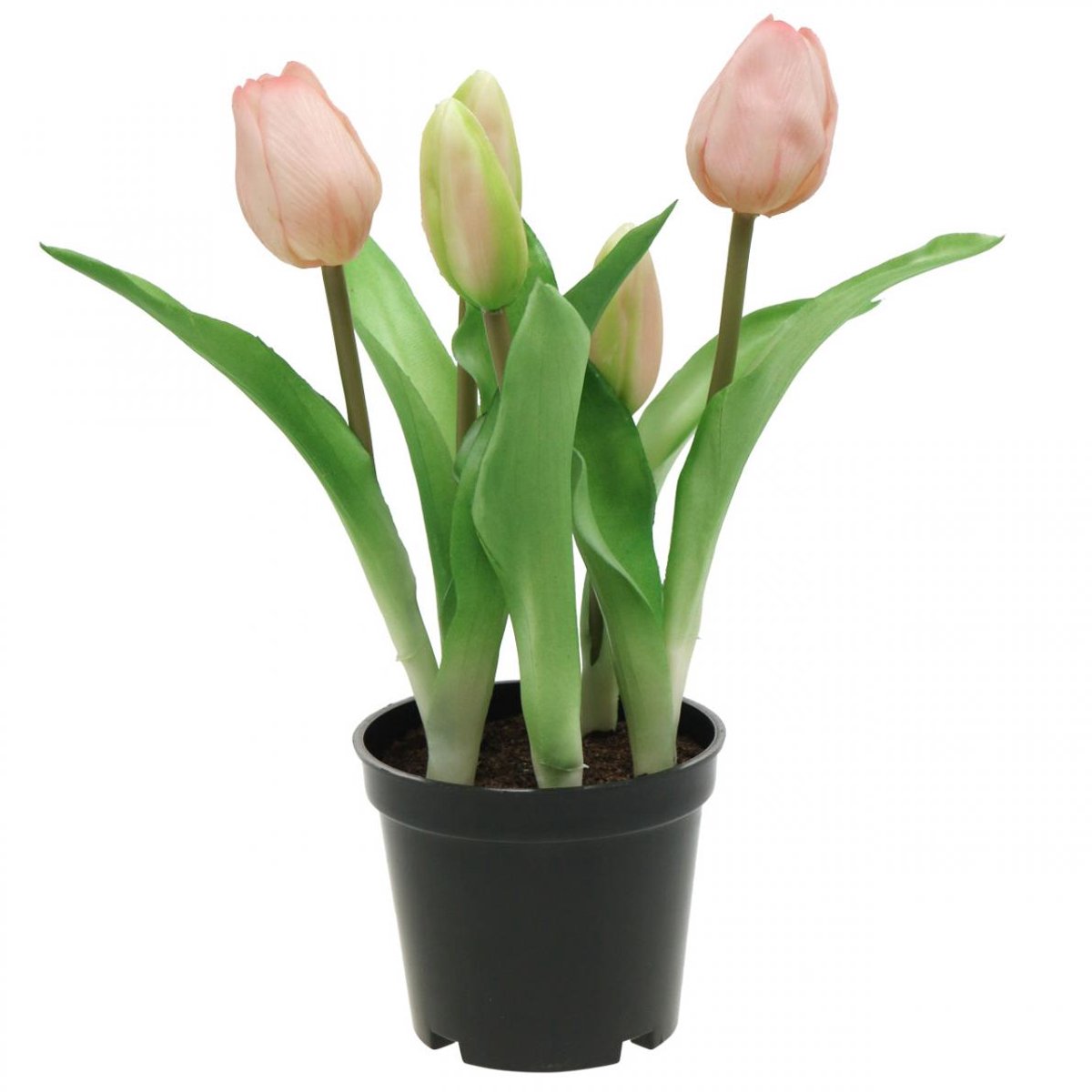 Viana Tulp roze, groen in pot Kunstpotplant decoratieve tulp H23cm