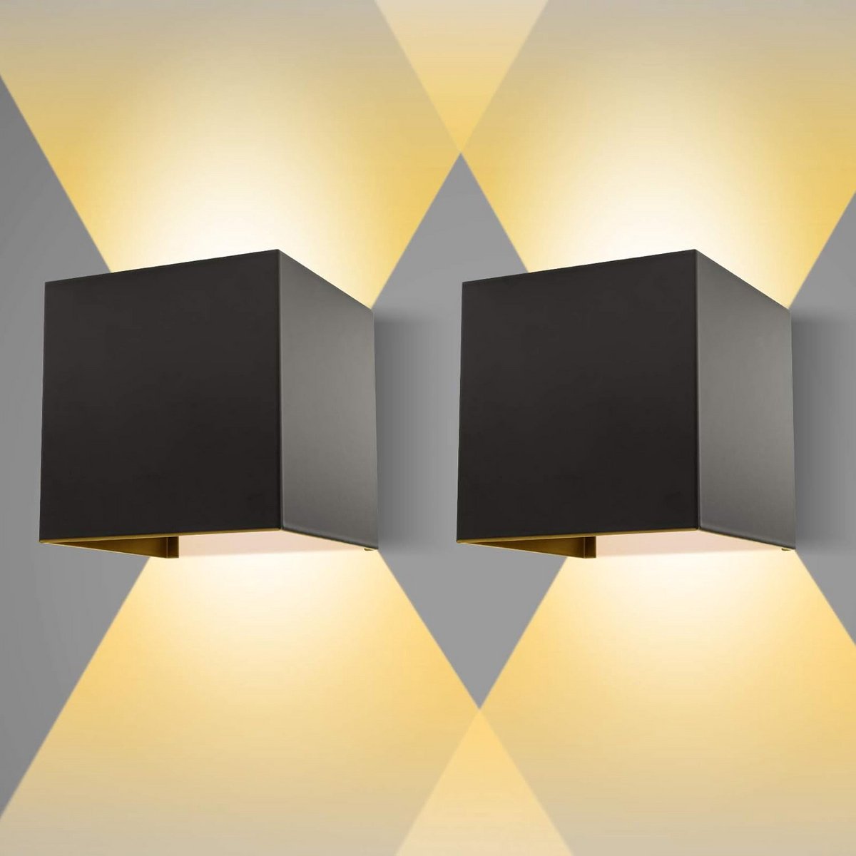 Set van 2 LED Wandlamp Buiten Waterdicht - Zwart - Stralingshoek Instelbaar - Warm Wit Licht IP65