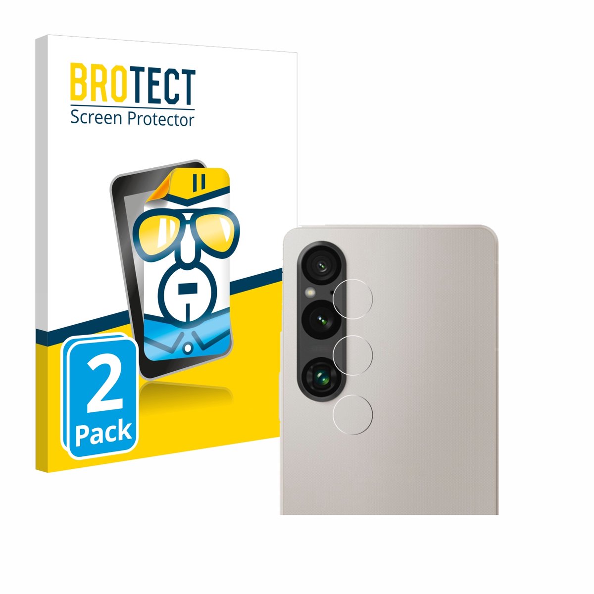 BROTECT - Screenprotector voor Sony Xperia 1 V (ALLEEN Camera Lens) - Folie Beschermfolie transparant 2 Stuks