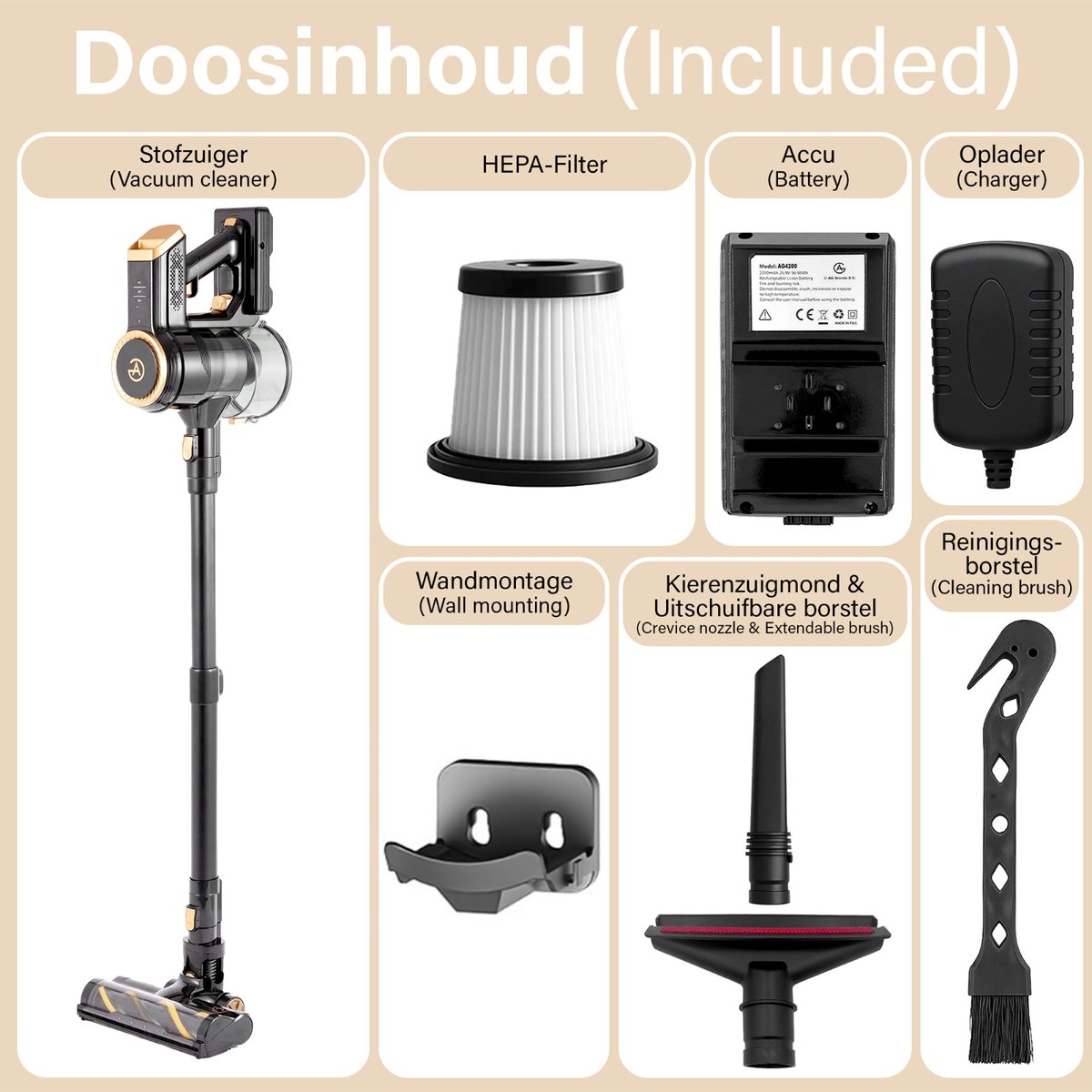 AG4200 Steelstofzuiger Draadloos Premium Gold - afbeelding 3