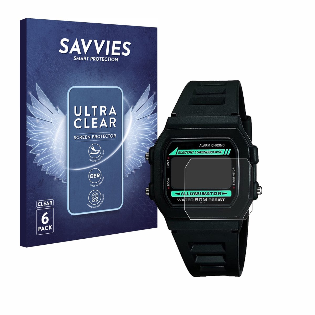 Savvies - Screenprotector voor Casio W-86-1VQES - Folie Beschermfolie transparant 6 Stuks