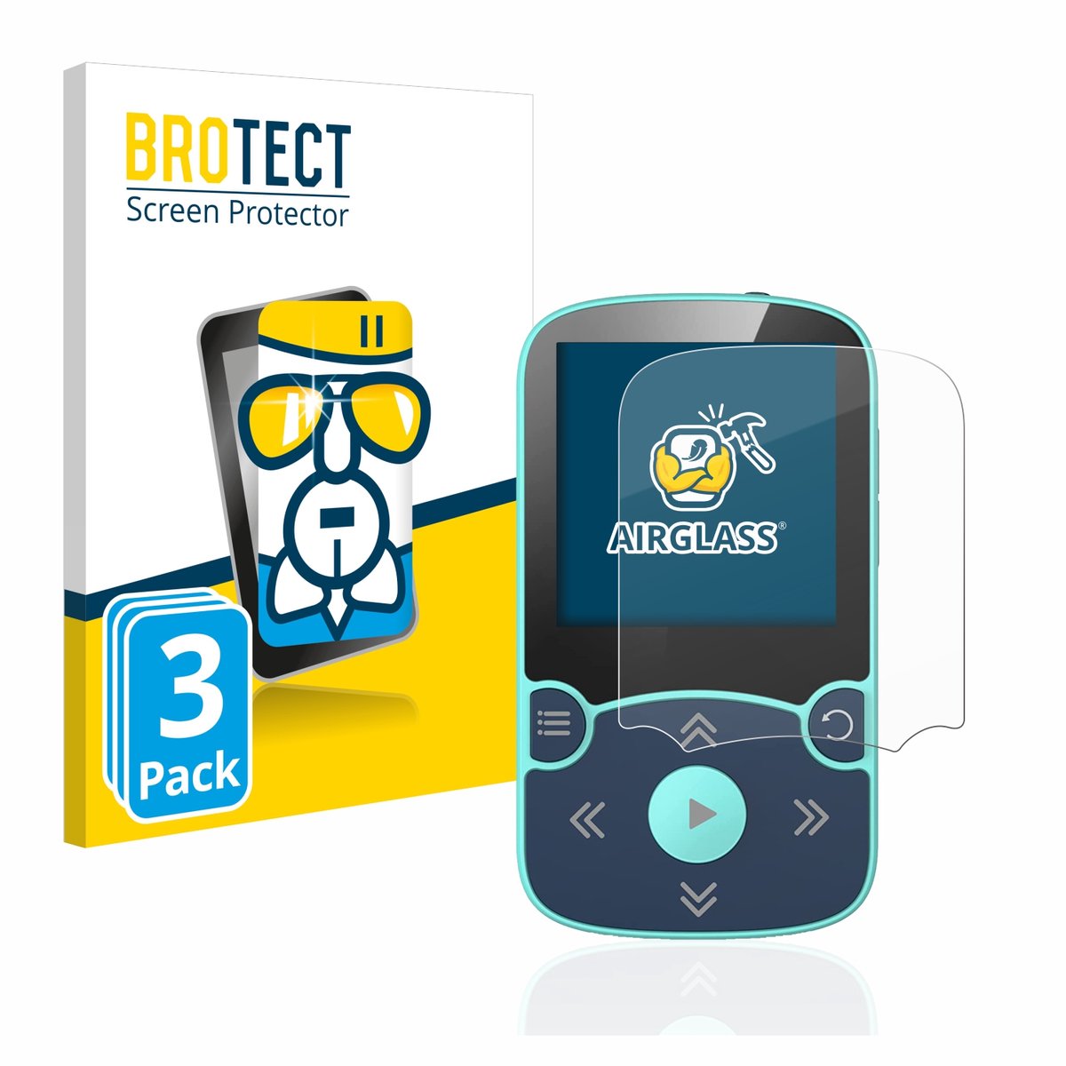Screenprotector 3 Stuks voor AGPtek A65X MP3 Player with clip Beschermglas transparant