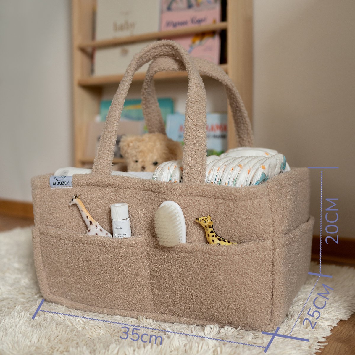 Muuzey Luiermandje - Teddy - Luiermand - Luiertas en Commodemandje - Babykameraccessoires - Opbergmand kinderkamer - Kraamcadeau - Babyshower thumbnail 3