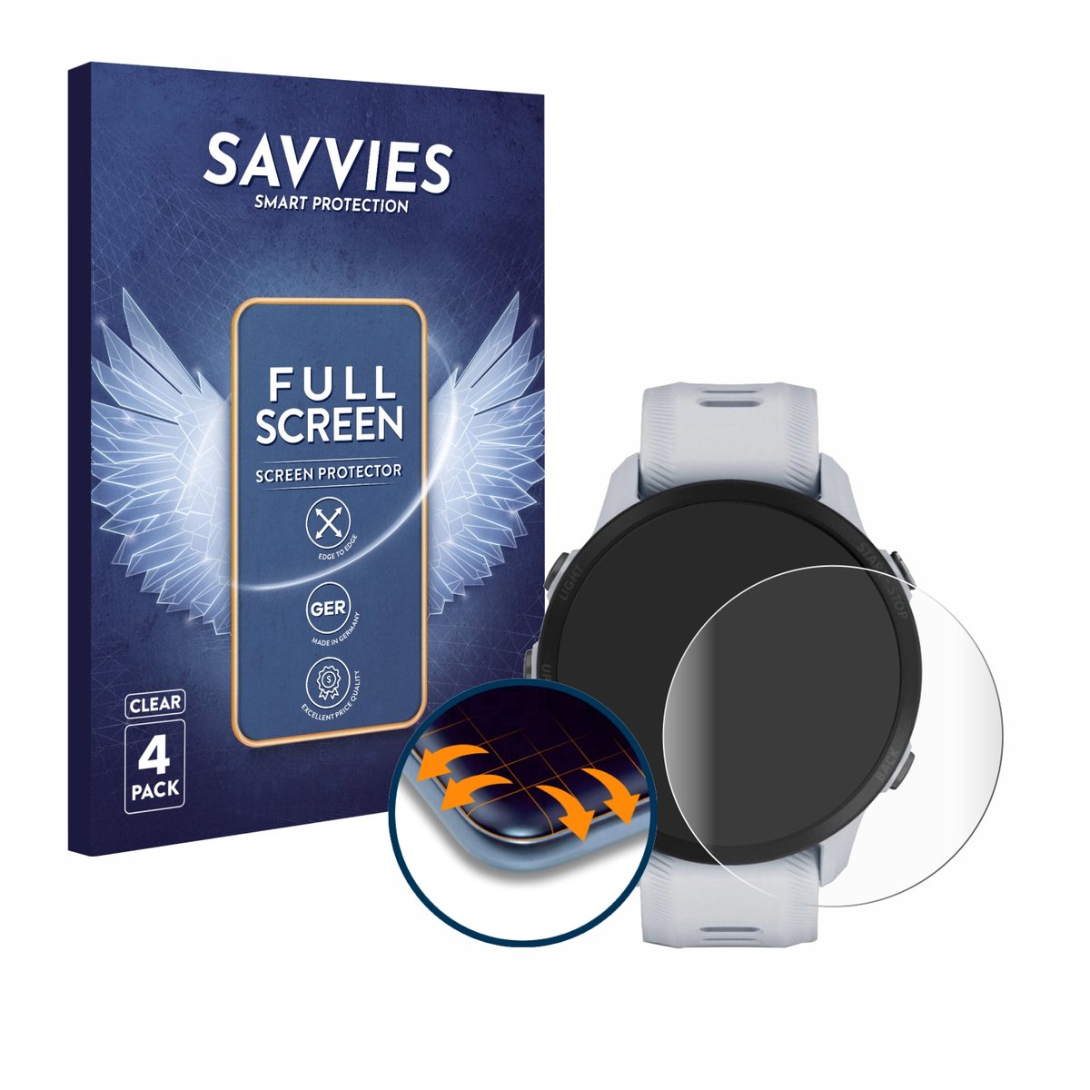 Savvies - Screenprotector voor Garmin Forerunner 955 Solar / 955 - Folie Beschermfolie transparant volledig dekking 4 Stuks