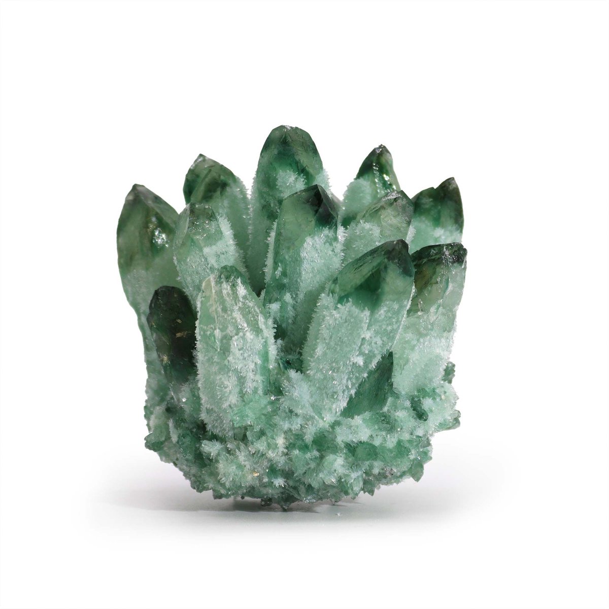 Ancient Wisdom Edelsteen - Groene spookkwarts cluster 250-300 gram 8 cm multicolor - kwarts, mineralen, kristallen, natuur, edelstenen