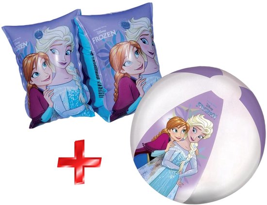 Frozen opblaasbare zwemmouwtjes set inclusief strandbal - Anna & Elsa zwembandjes - Voor bij het zwembad!