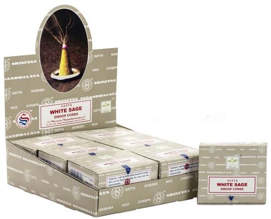 Satya - white sage - cônes d'encens - encens sauge blanche - boîte 12 paquets de 10 cônes