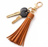 Porte-clés Pompon I Porte-clés I Porte-clés Cuir PU I Universel I Marron Clair