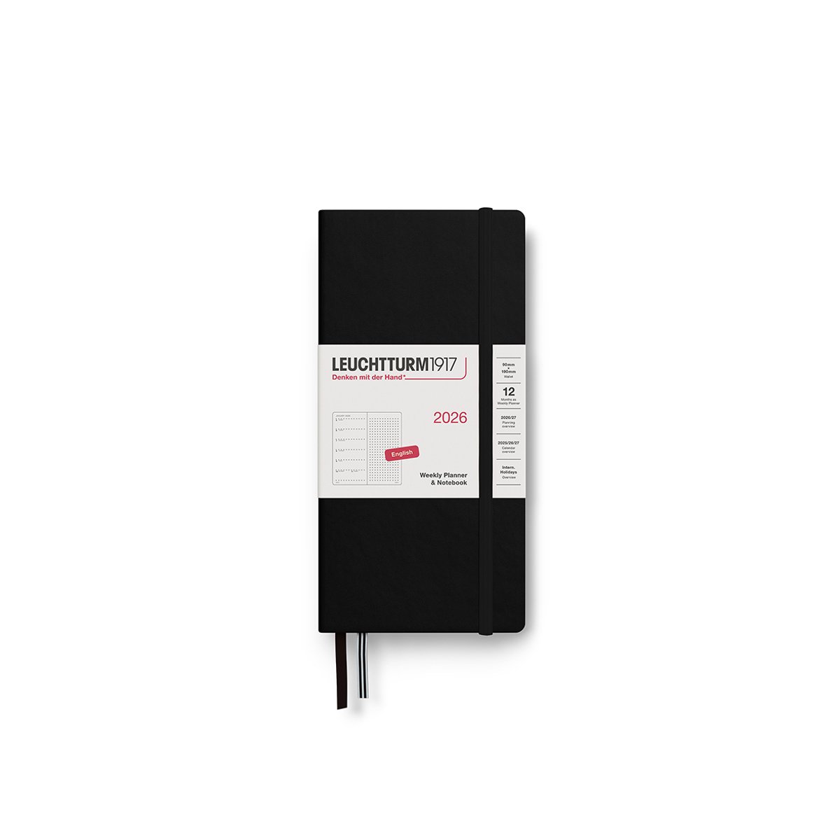 Leuchtturm1917 Weekly Planner&Notebook Dotted Wallet (B6+ x A6) 2026 hardcover Black