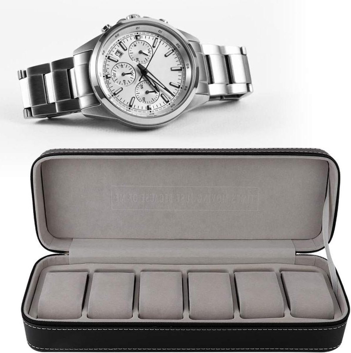 Allecto - Horlogeopbergdoos - PU lederen kast - 6 sleuven - Gescheiden compartimenten - Organisator - Displaydoos - Geschikt voor horloges - Winkeldisplay - Huisdecoratie