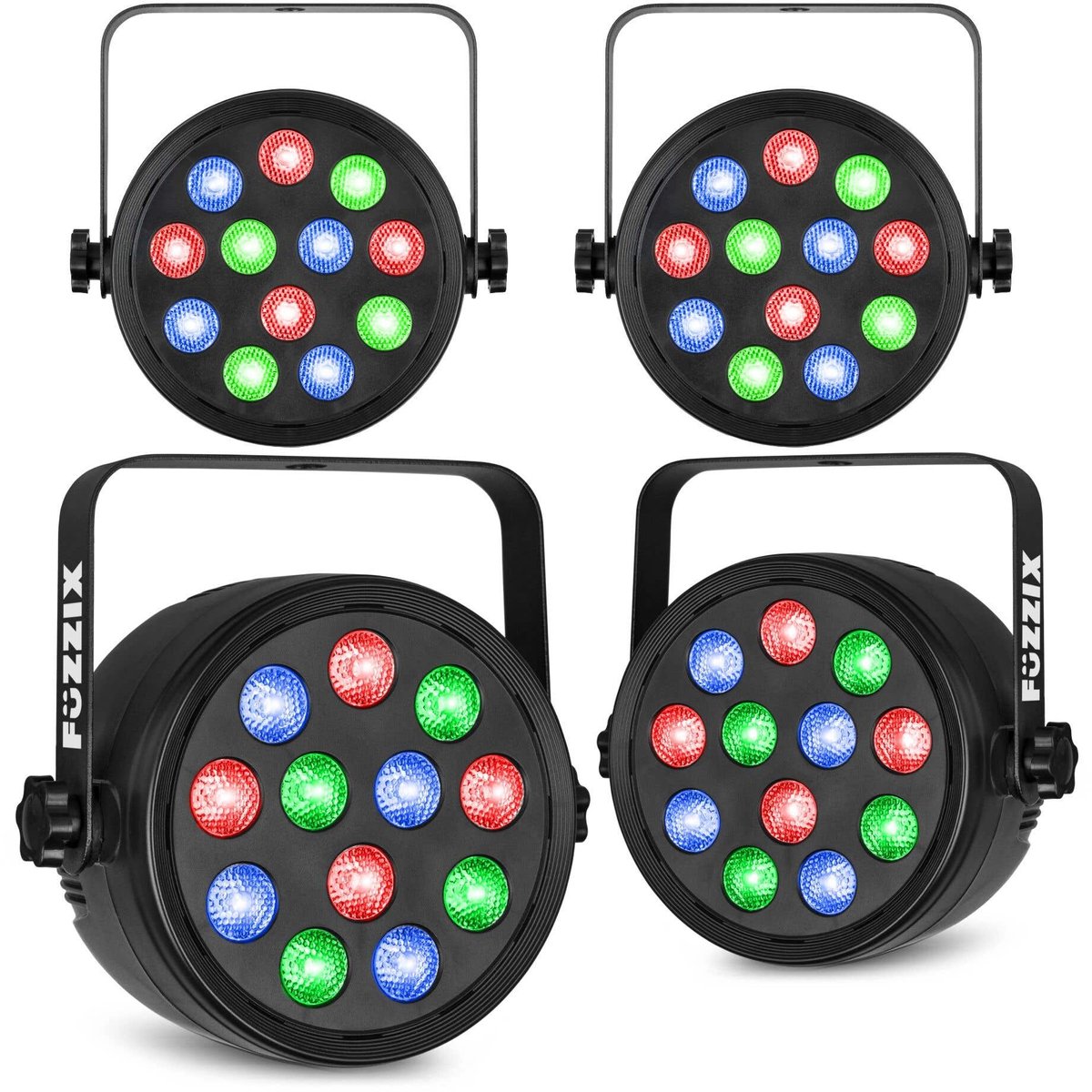 Fuzzix set van 4 PLF12 Party LED parren - 12x 2W LED’s - RGB - Met DMX - Inclusief afstandsbediening