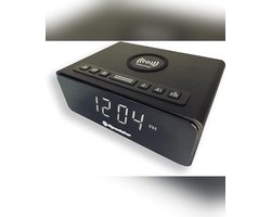 Radiowekker met Draadloos Opladen (QI) – LCD Display – Dubbele Wekker & Slaaptimer – FM Radio met 10 Zenders – Zwart