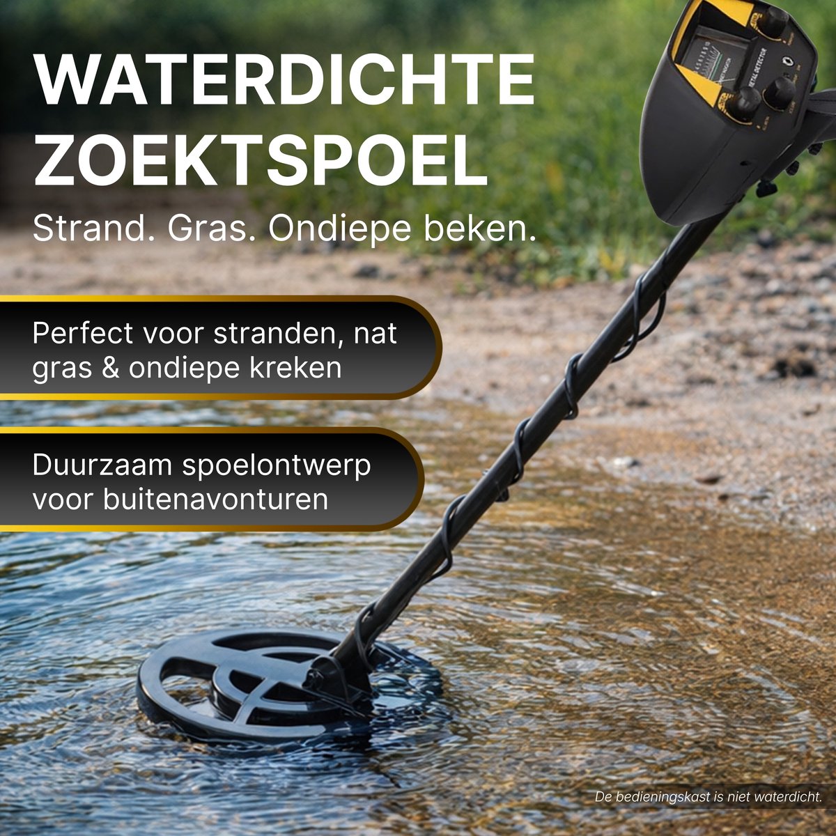 Professionele Metaaldetector Voor Volwassenen En Kinderen – 20 Cm Waterdichte Spoel – IP68 – Zoekdiepte Tot 18 Cm – In Hoogte Verstelbaar 94-122 Cm – Twee Zoekmodi – Compleet Met Batterijen