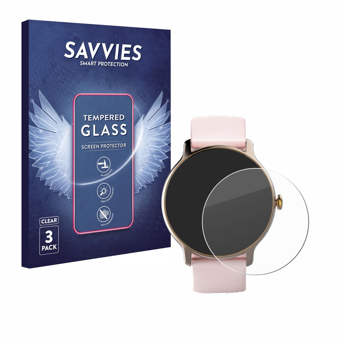 Savvies - Glas Screenprotector voor Hama Fit Watch 4910 - Gehard Beschermglas 9H 3 Stuks