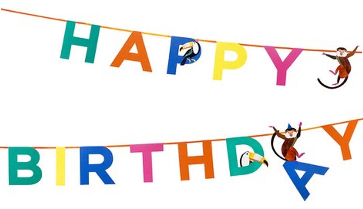 TALKING TABLES - Kartonnen slinger party animal happy birthday jungle 3,5 m
