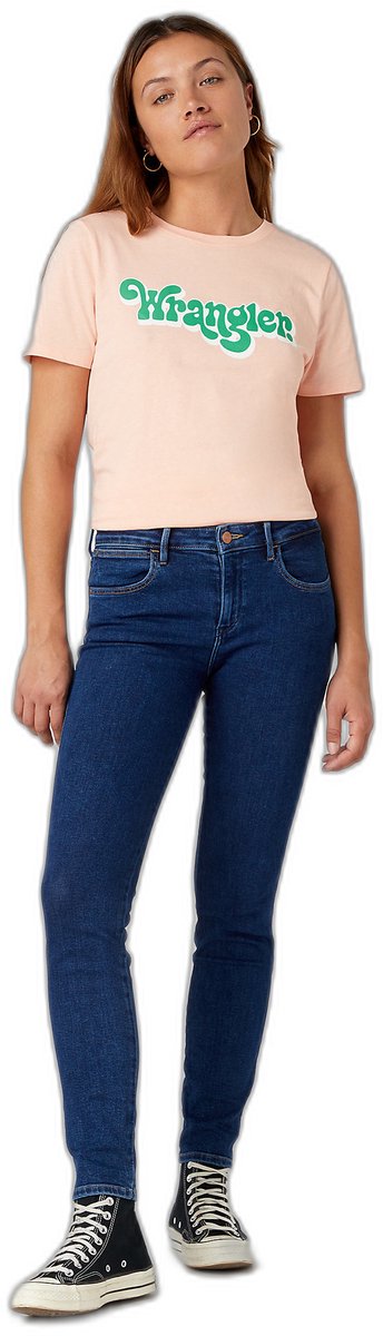 Dames-T-shirt Wrangler Regular Perzik Melba