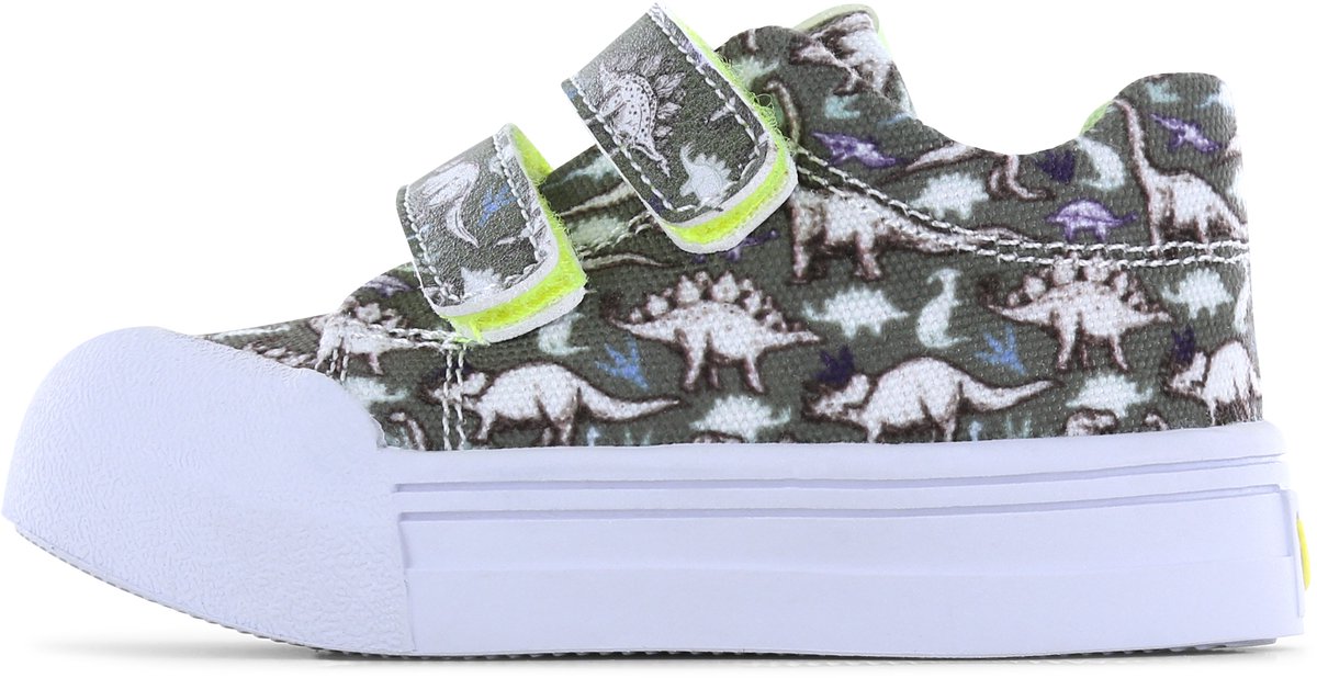 Go Banana's Go Banana‘S Sneaker Klittenband - Green Dino - Sneakers Kinderen - Jongens - Dark Green - Canvas - Maat 21